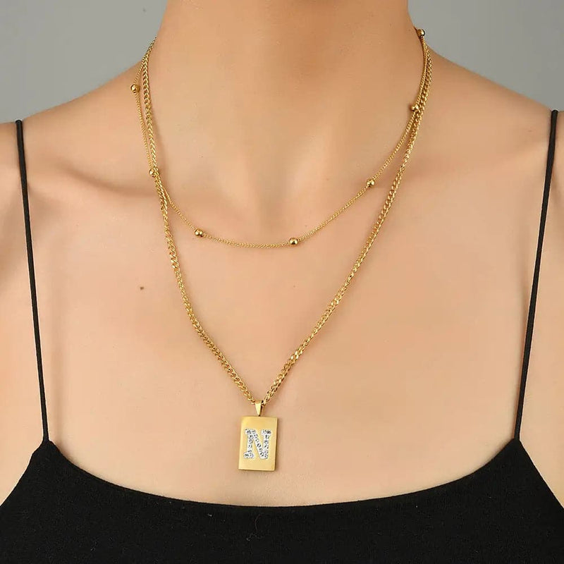 Sero Letter-n Necklace Gold - Necklace | L’amotion