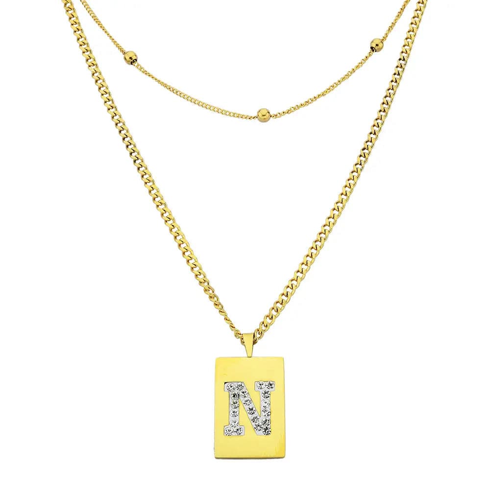 Sero Letter-n Necklace Gold - Necklace | L’amotion