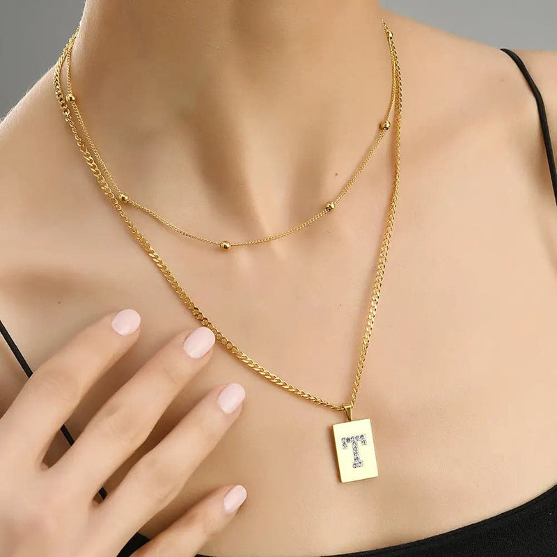 Sero Letter-t Necklace Gold - Necklace | L’amotion