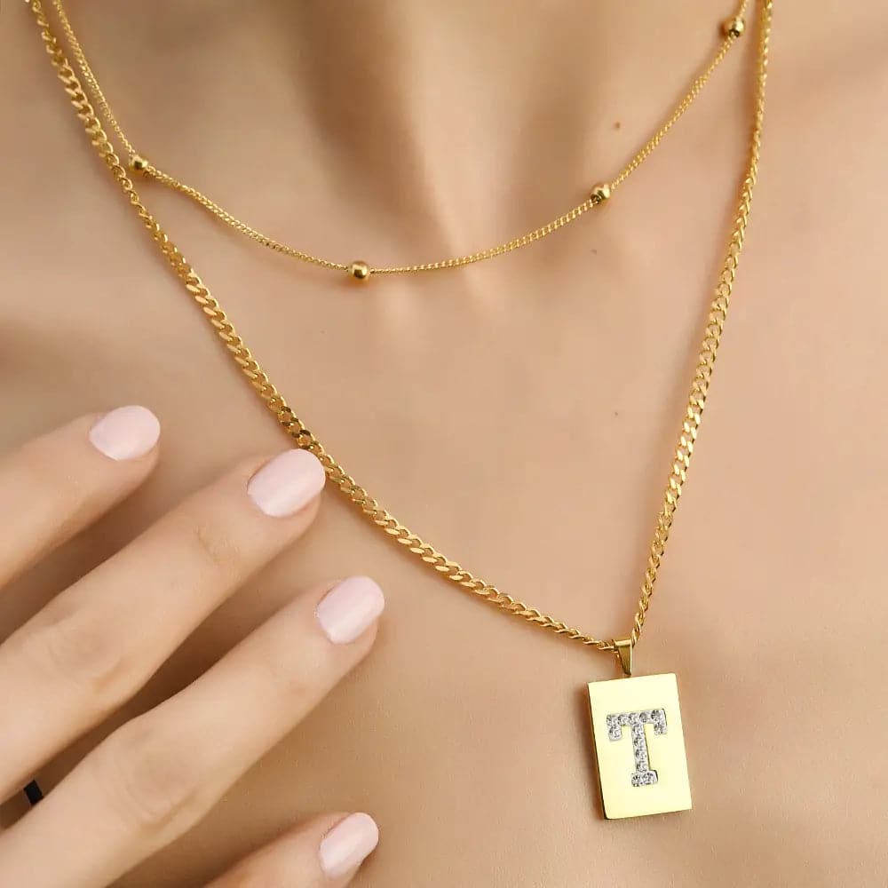 Sero Letter-t Necklace Gold - Necklace | L’amotion