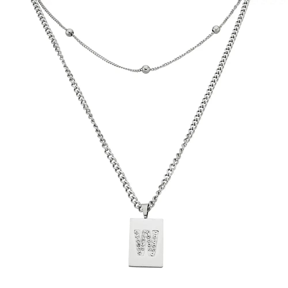 Sero Letter-w Necklace Silver - Halsketten | L’amotion