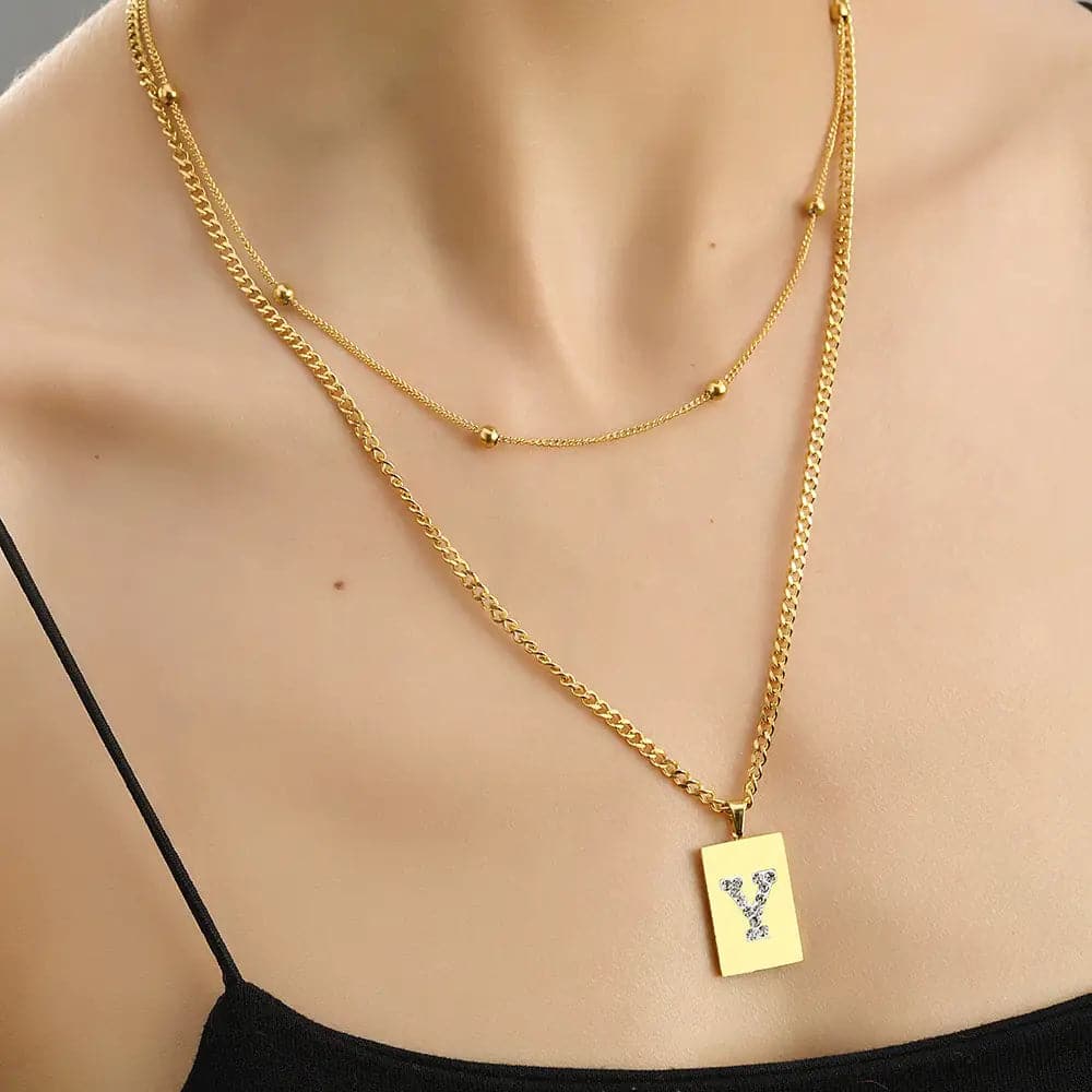 Sero Letter-y Necklace Gold - Necklace | L’amotion
